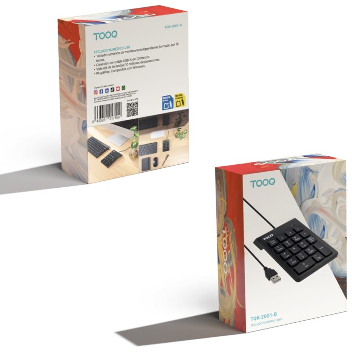 TooQ USB Numeric Keypad, 19 Keys, Black