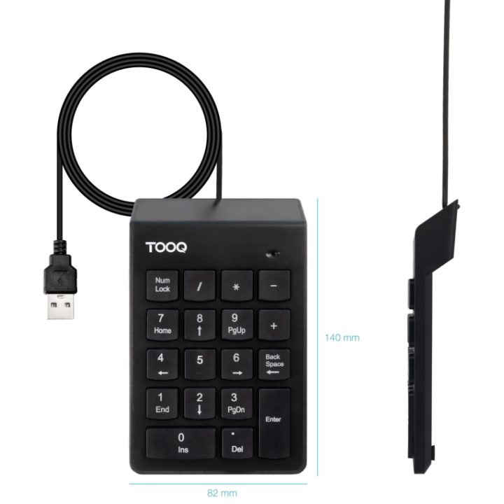 TooQ USB Numeric Keypad, 19 Keys, Black
