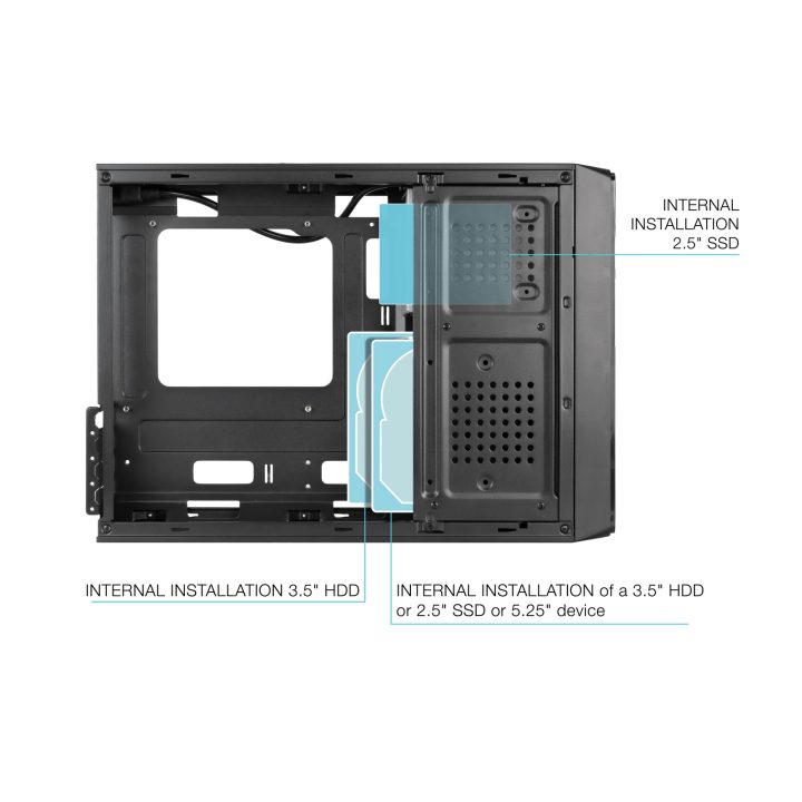 TooQ Slim Micro-ATX Case TQC-3007U3C-B, Black