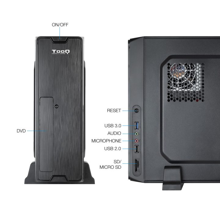 TooQ Caixa Slim Micro-ATX TQC-3007U3C-B, Preta