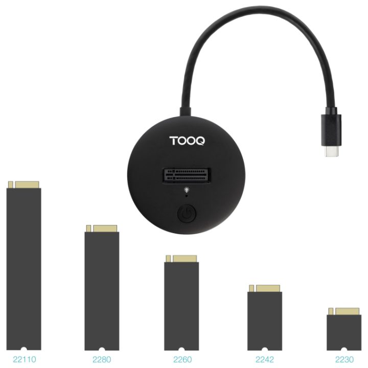 TooQ USB-C 3.2 Gen 2x1 Docking Station for M.2 NVMe PCIe SSD, Black