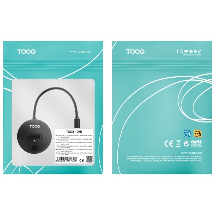 TooQ Estação de Ancoragem USB-C 3.2 Gen 2x1 para SSD M.2 NVMe PCIe…