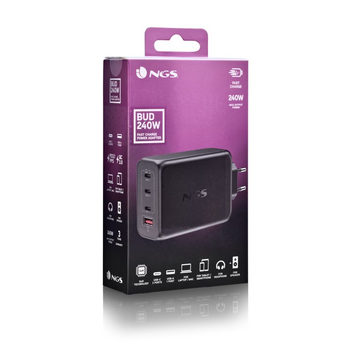 NGS BUD 240W Universal Preto Corrente Alternada Carga Rápida Interior