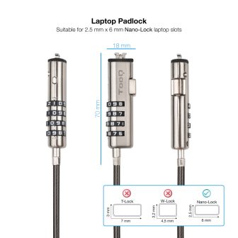 TooQ NANO Security Cable with Combination for Laptops 1.5 meters…