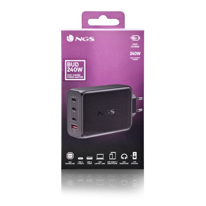 NGS BUD 240W Universal Preto Corrente Alternada Carga Rápida Interior