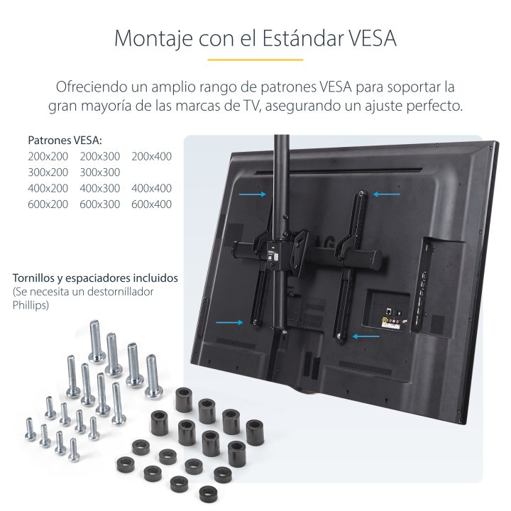 StarTech.com Soporte de Techo para 2 TV - Soporte de Cielo Raso para…