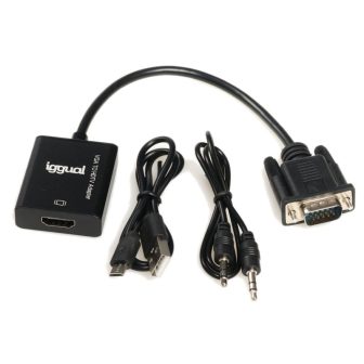 iggual VGA to HDMI + Audio + MicroUSB Adapter