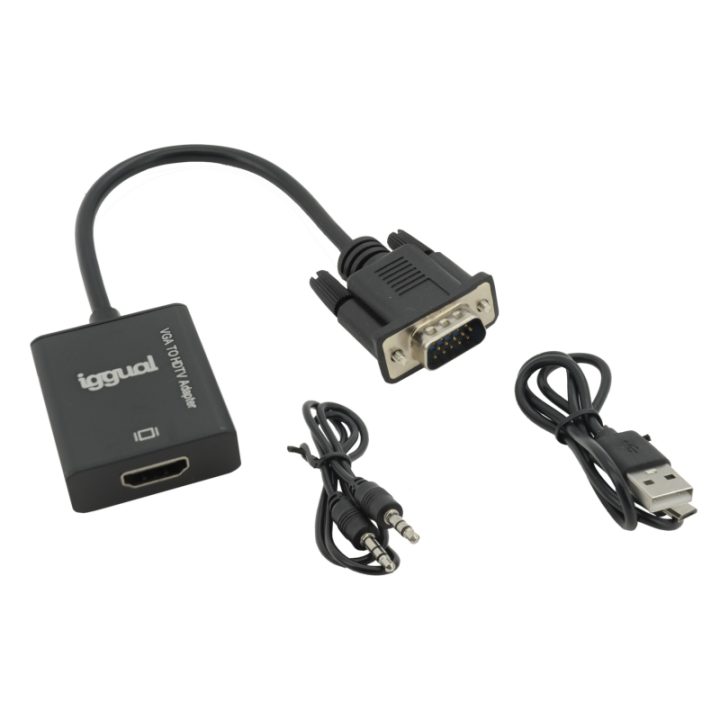iggual Adaptador VGA a HDMI + audio + microUSB