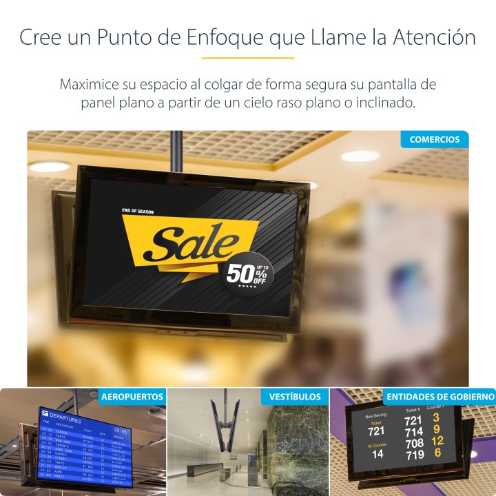 StarTech.com Suporte de Teto para 2 TV - Suporte de Teto Falso para 2…