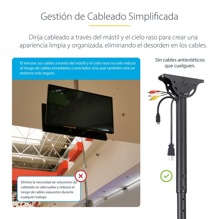 StarTech.com Soporte de Techo para 2 TV - Soporte de Cielo Raso para…