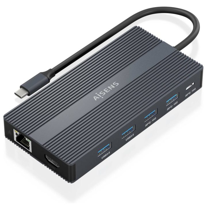 AISENS USB-C Dock 12 em 1, USB-C para 2xHDMI, 1xDisplayport, 1xRJ45…