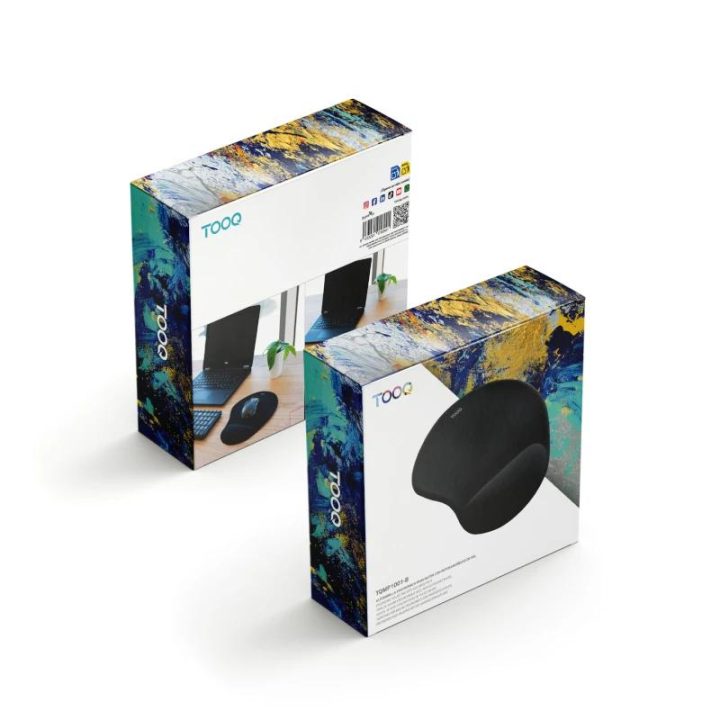 TooQ Tapete para rato ergonómico com apoio de pulso em gel, Preto
