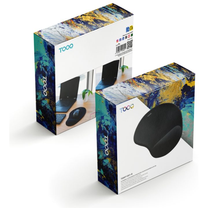 TooQ Alfombrilla para ratón ergonómica con reposamuñecas de gel, Negro