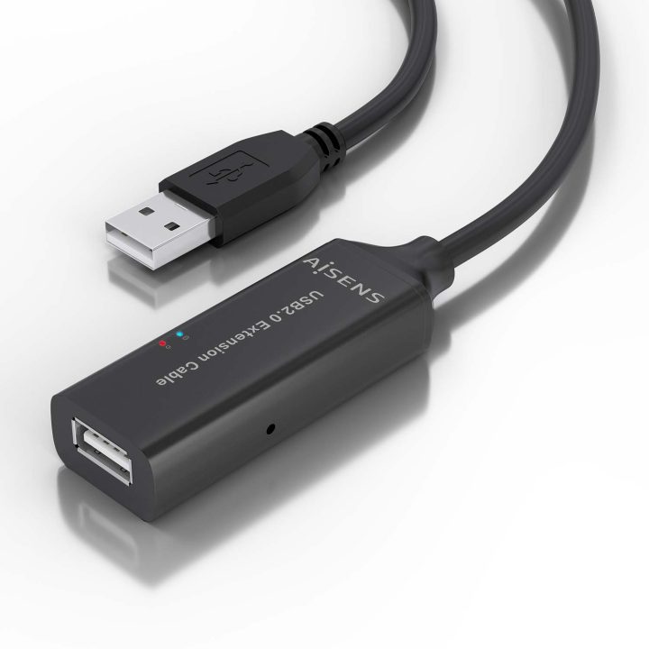 AISENS USB 2.0 Extension Cable with Amplifier, Type A/M-A/H, Black…