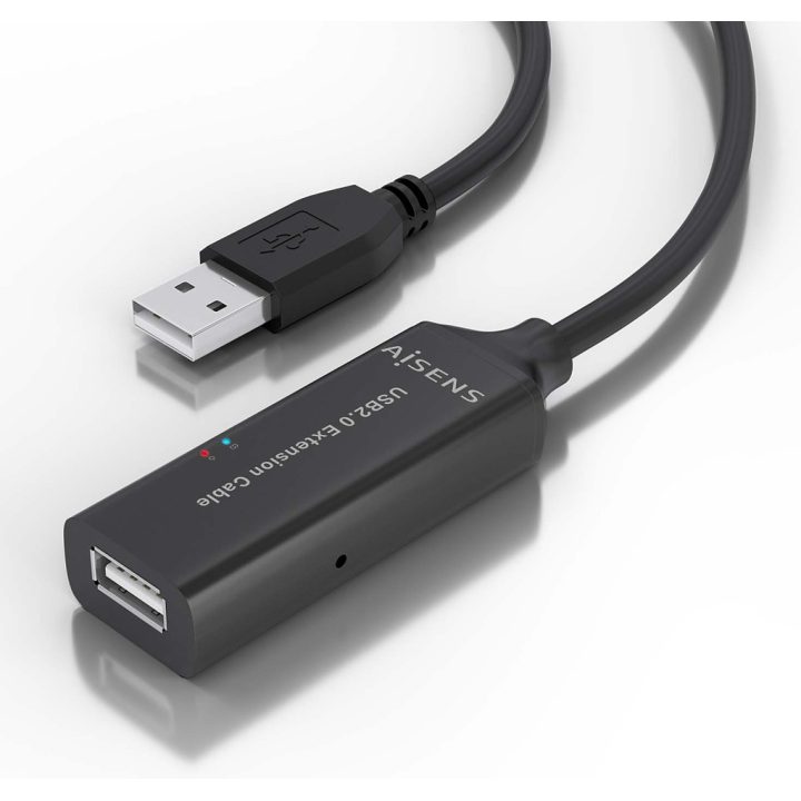 AISENS USB 2.0 Extension Cable with Amplifier, Type A/M-A/H, Black…