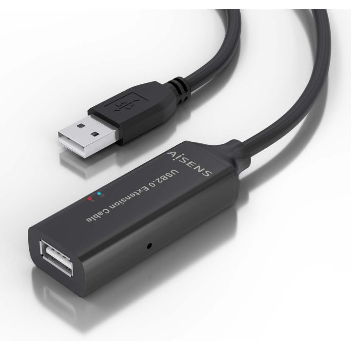 AISENS USB 2.0 Extension Cable with Amplifier, Type A/M-A/H, Black…