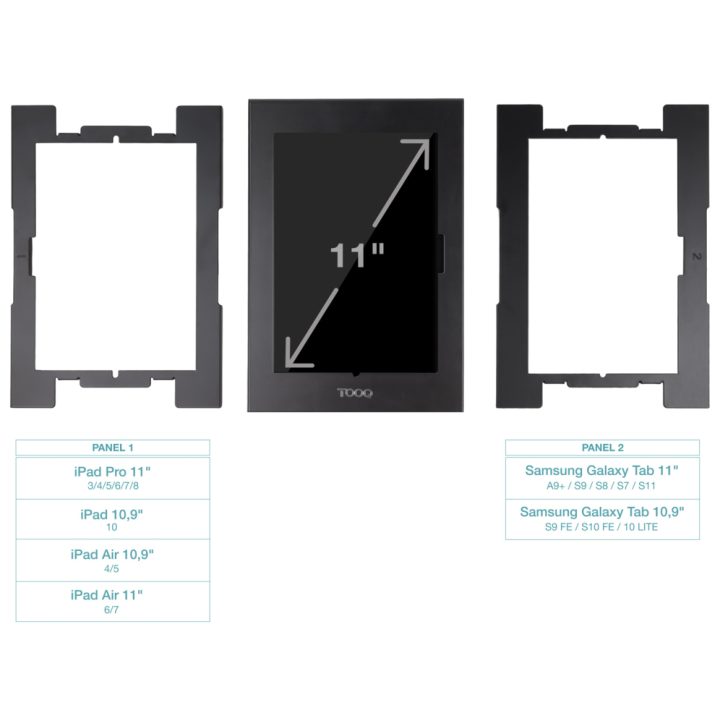 TooQ Moldura Antifurto para Tablets de 11”, Preto