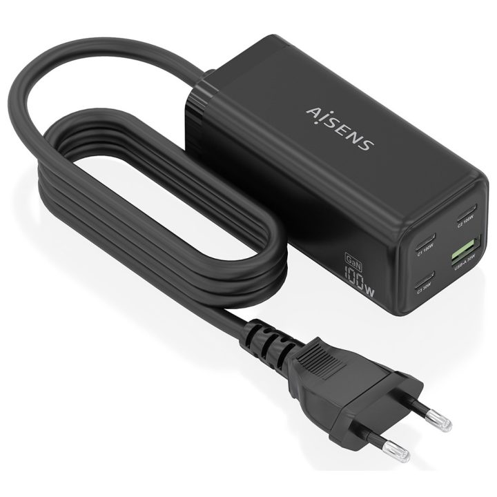 AISENS Carregador de Mesa GaN 100W, 3x USB-C PD3.0 QC4.0 QC5.0, 1x…