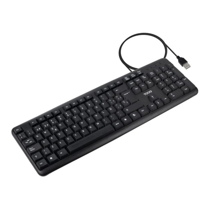 TooQ Teclado USB, 104 teclas, Negro