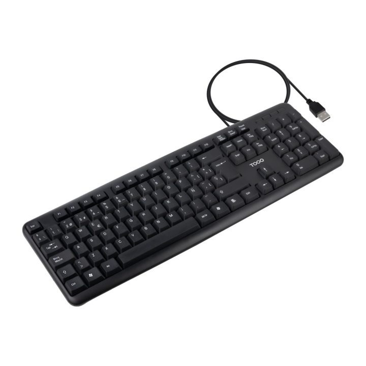 Teclado USB TooQ, 104 teclas, Preto