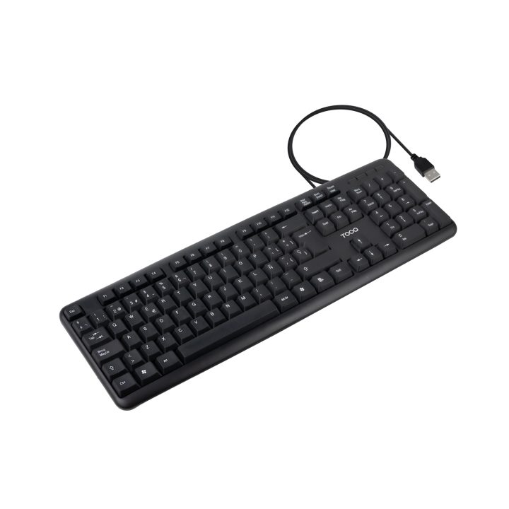 Teclado USB TooQ, 104 teclas, Preto