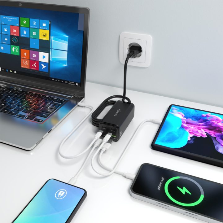 AISENS Desktop GaN Charger 100W, 3x USB-C PD3.0 QC4.0 QC5.0, 1x USB-A…