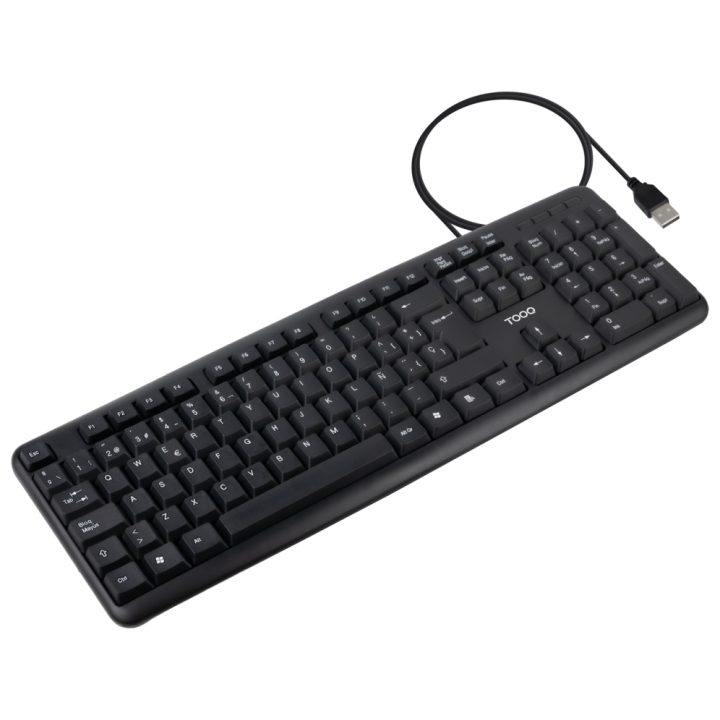 Teclado USB TooQ, 104 teclas, Preto