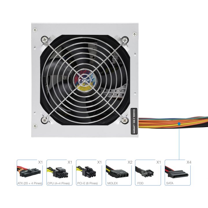 TooQ TQAPOLO-500SP unidade de fonte de alimentação 500 W 20+4 pinos…