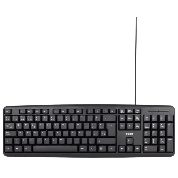 TooQ Teclado USB, 104 teclas, Negro