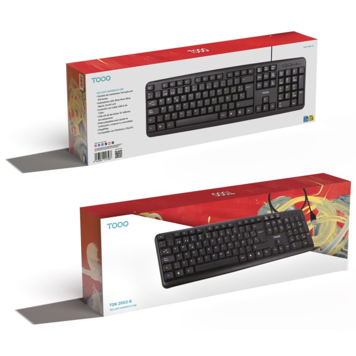 Teclado USB TooQ, 104 teclas, Preto
