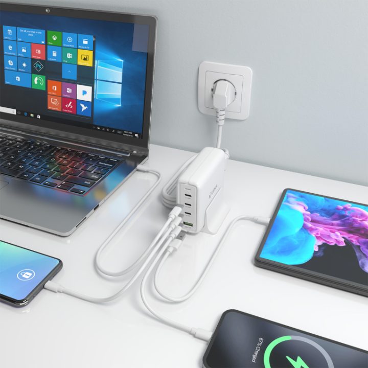 AISENS Carregador de Mesa GaN 140W, 3x USB-C PD3.1 QC4.0 QC5.0, 1x…