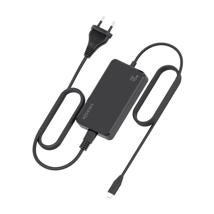 AISENS Carregador de Mesa GaN 45W PD3.0 1xUSB-C 1.8m, Preto