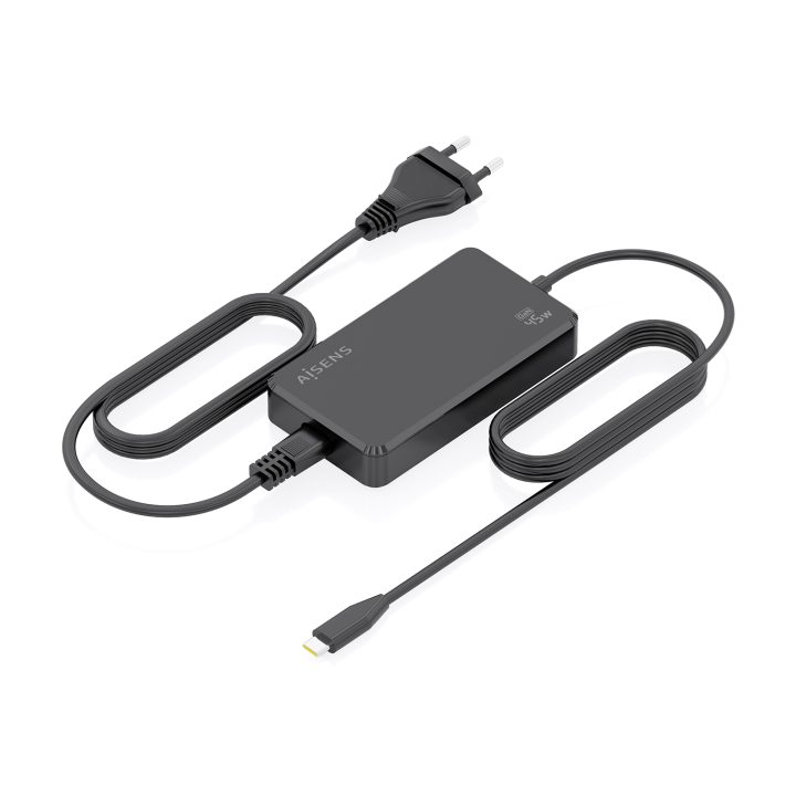 AISENS Cargador De Sobremesa GaN 45W PD3.0 1xUSB-C 1.8m, Negro