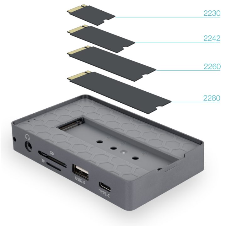 TooQ Caixa externa para SSD M.2 NVMe/SATA + HUB USB-C 3.2 Gen2 com 2x…