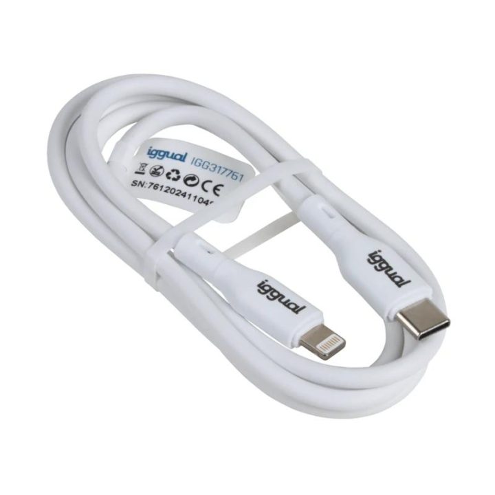iggual USB-C/Lightning Cable 100 cm White Q3.0 3A