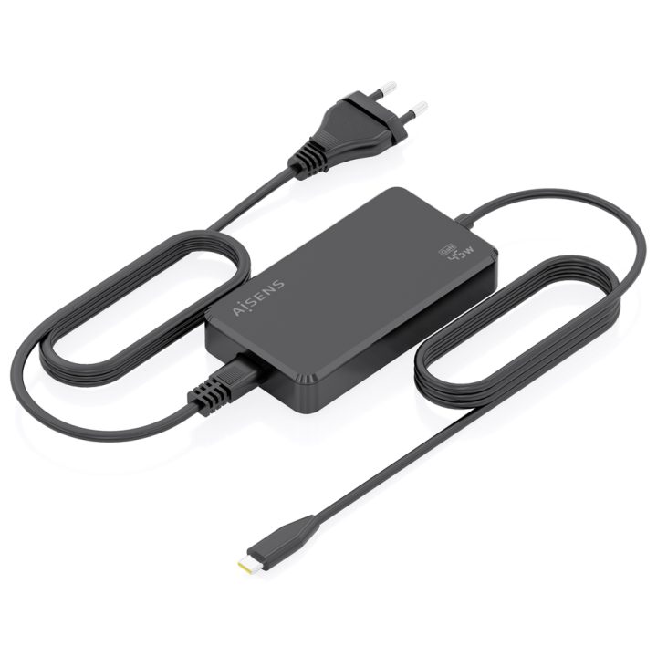 AISENS Carregador de Mesa GaN 45W PD3.0 1xUSB-C 1.8m, Preto