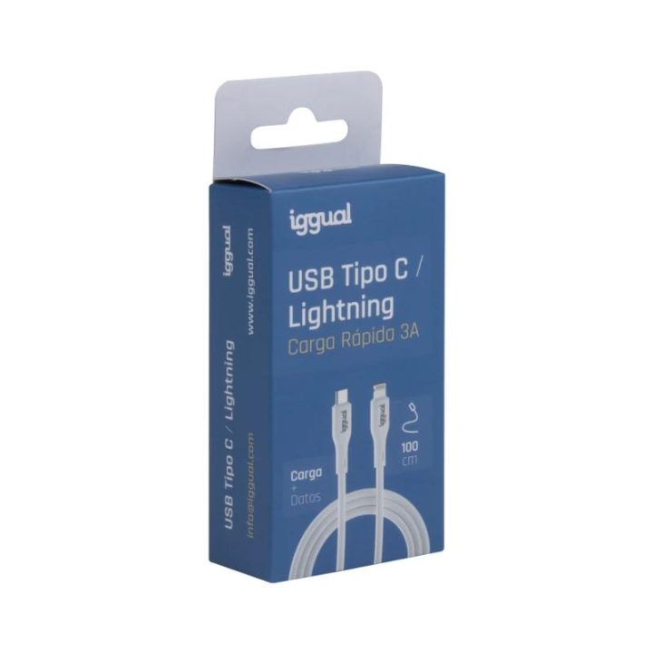 iggual USB-C/Lightning Cable 100 cm White Q3.0 3A