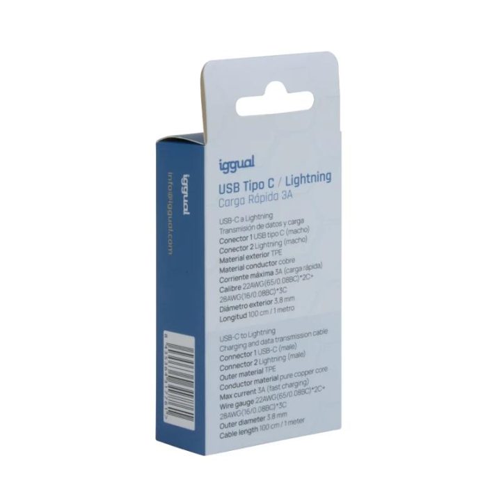 iggual USB-C/Lightning Cable 100 cm White Q3.0 3A