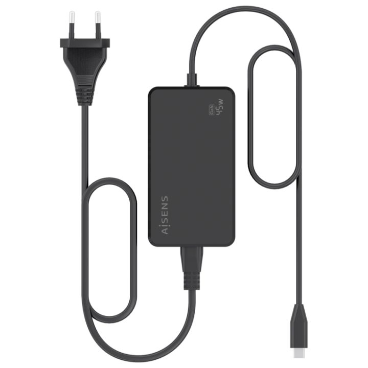 AISENS Carregador de Mesa GaN 45W PD3.0 1xUSB-C 1.8m, Preto