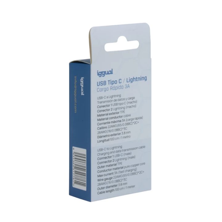iggual USB-C/Lightning Cable 100 cm White Q3.0 3A
