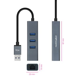 Nanocable USB 3.0 to Gigabit Ethernet Adapter + 3XUSB 3.0, Aluminum…