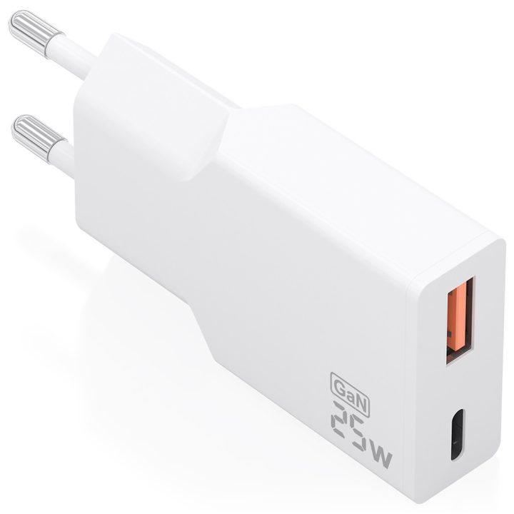 AISENS Ultra Slim GaN 25W Charger, 1xUSB-C PD3.0 QC4.0, 1xUSB-A…