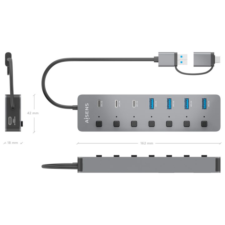 AISENS Hub USB3.1 Gen1 USB-C USB-A…