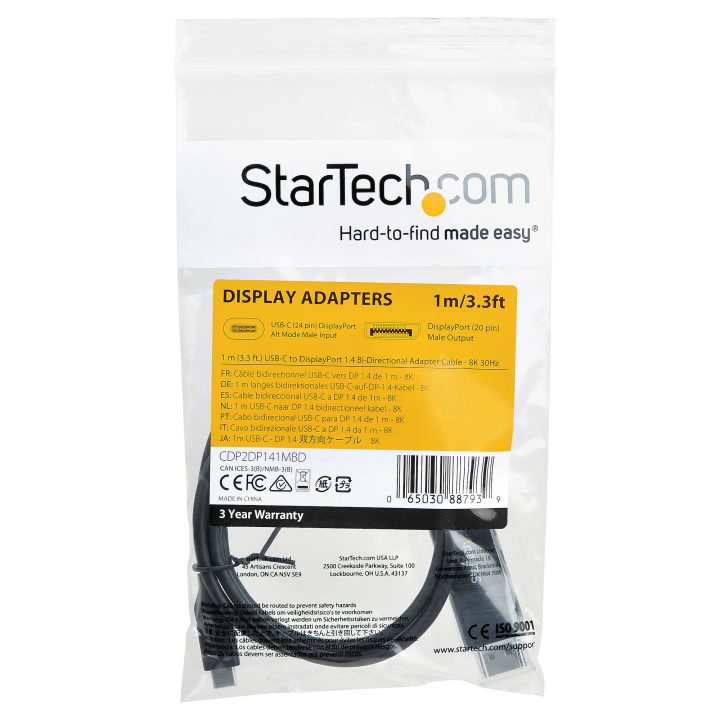 StarTech.com Cable de 1m USB-C a DisplayPort 1.4 - Convertidor…