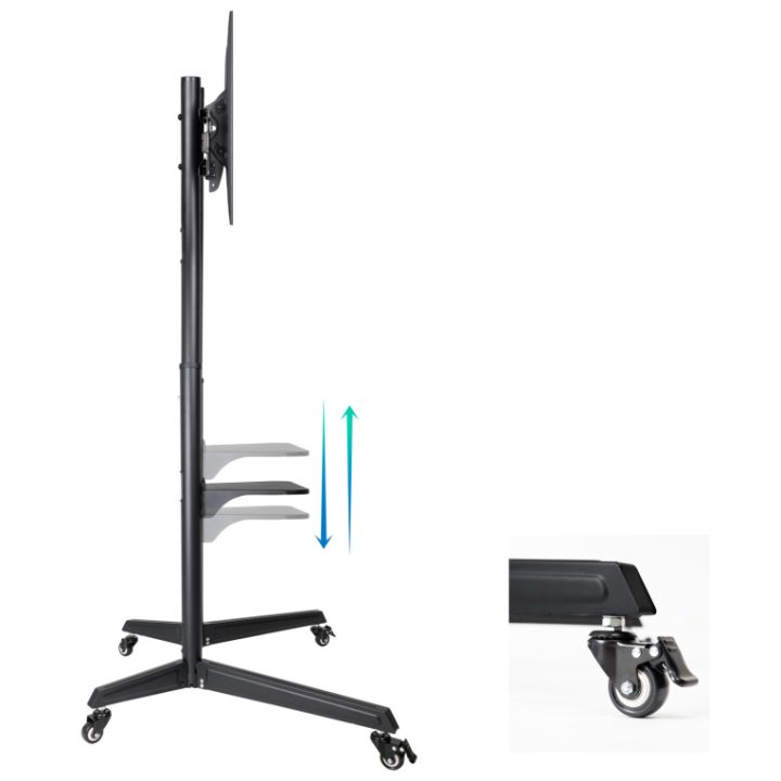 TooQ RAMSÉS Floor Stand with Wheels for 37"-70" Screens, Black
