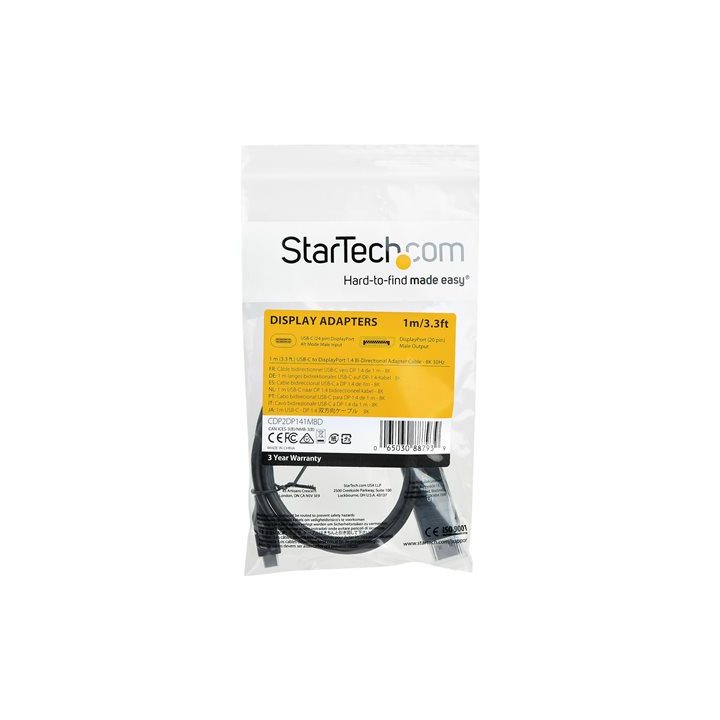StarTech.com 1m USB-C to DisplayPort 1.4 Cable - Bidirectional USB…