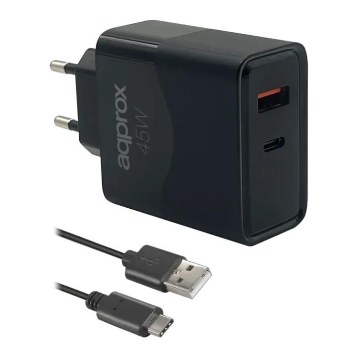 Approx! cargador 45W QC 1 x USB a+ 1 x USB-C+cable (APPUSBWALL45W)