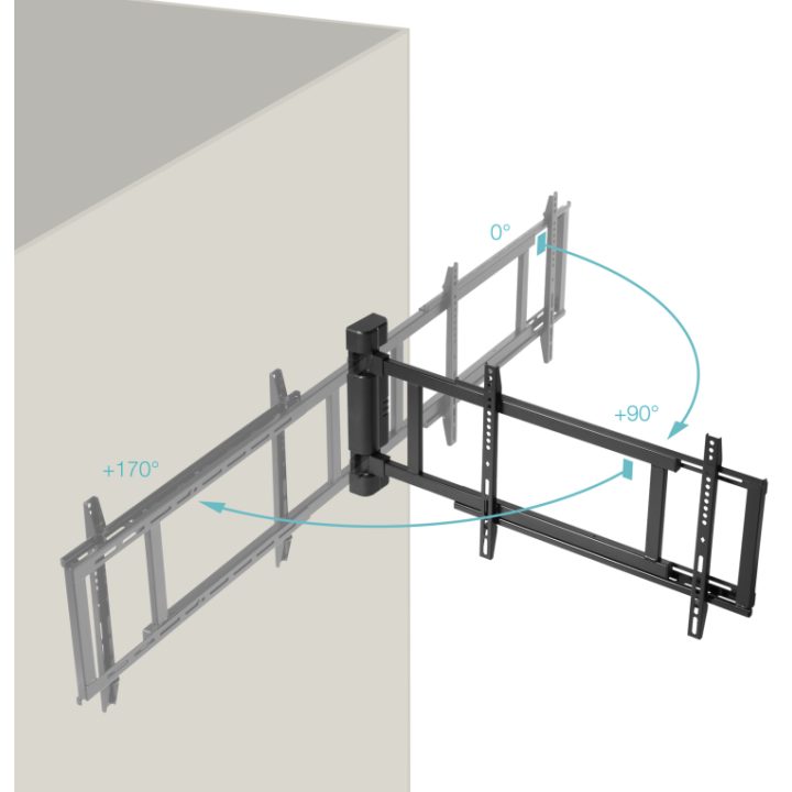 TooQ Electric Adjustable Wall Mount for 32"–75" Screens, Black