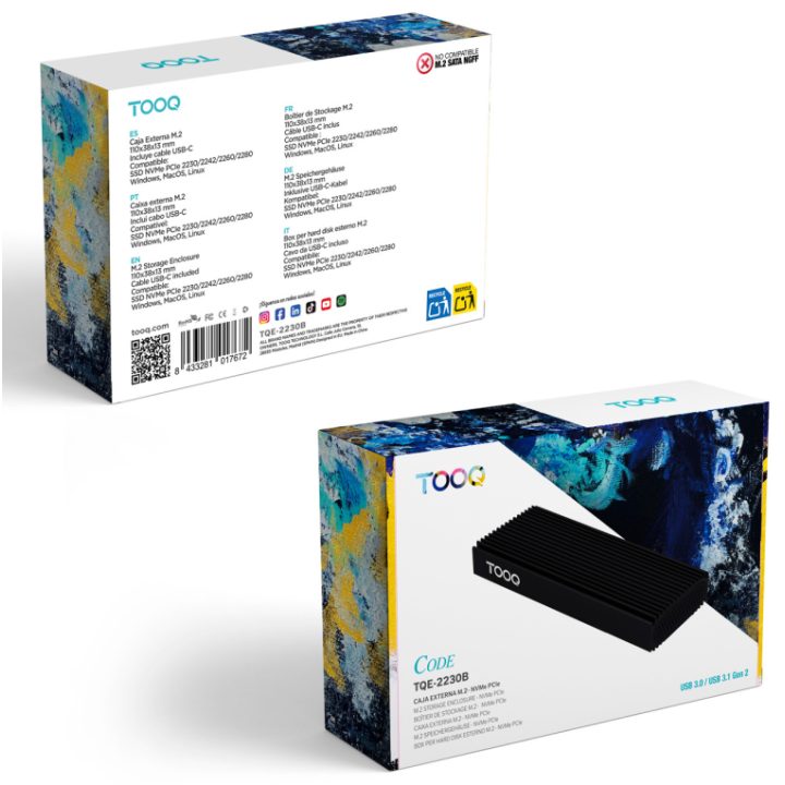 TooQ Caixa Externa para SSD M.2 NVMe PCIe, Preta