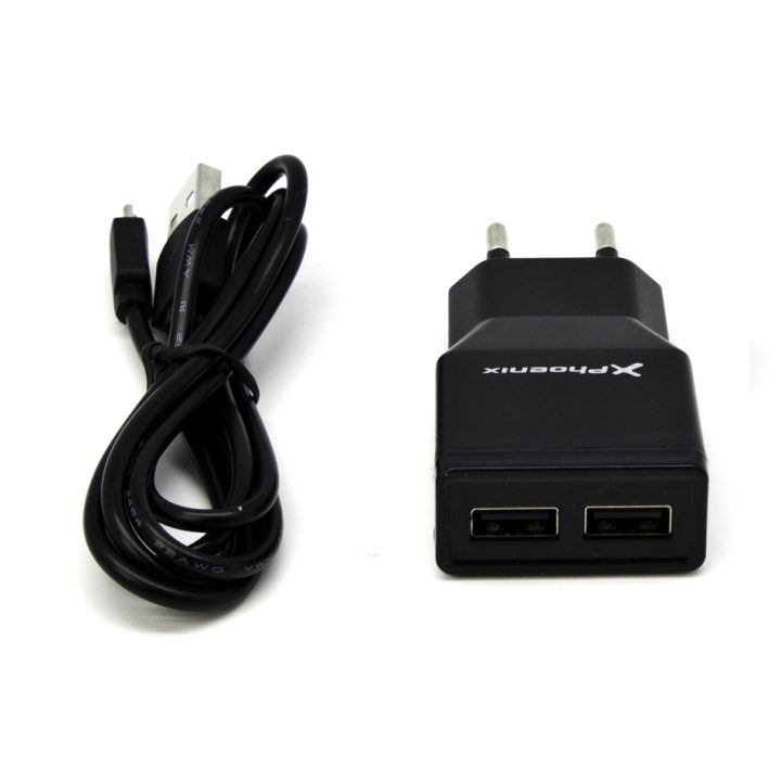 Phoenix technologies USB Charger 5V 2 Outputs 2A with Micro USB Cable